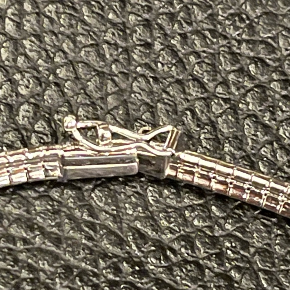 Sterling Silver Omega Necklace w/semi precious gemstones & gold plated leaves - Picture 7 of 14